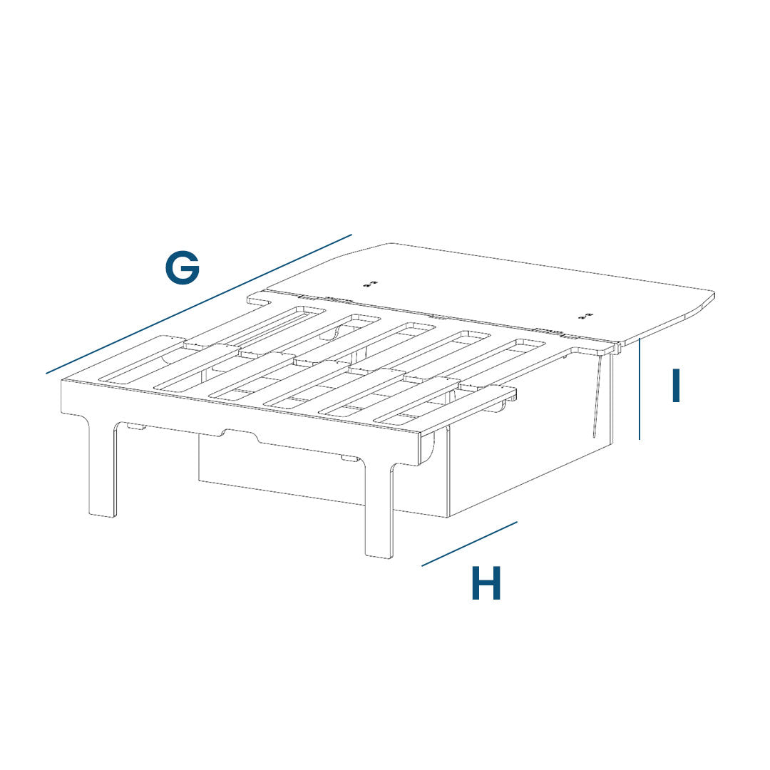Banquette clic-clac classique (120cm) - Universelle pour vans et fourgons