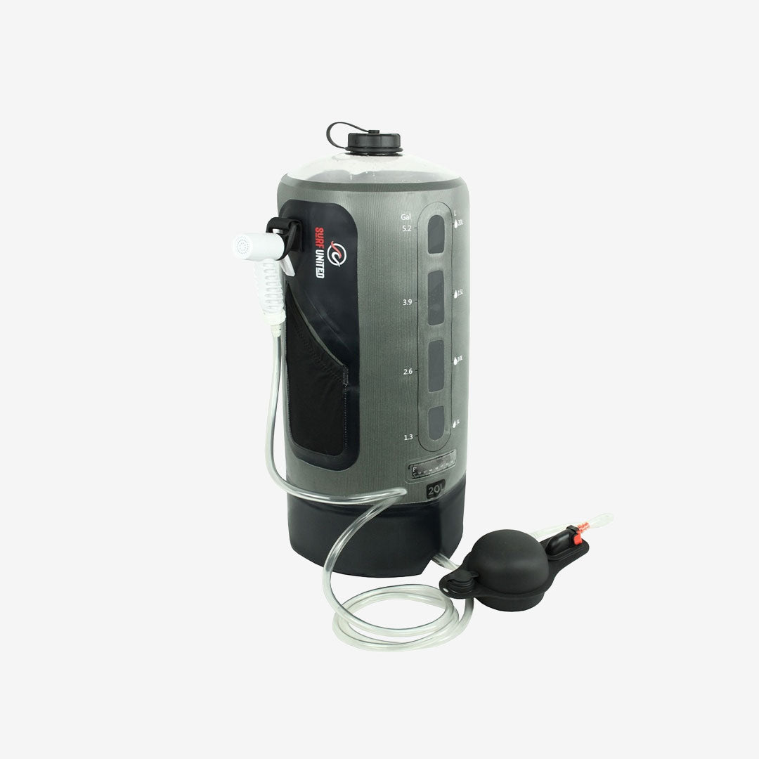 Douche portative Surf United TPU 20L pour van aménagé, chauffage solaire