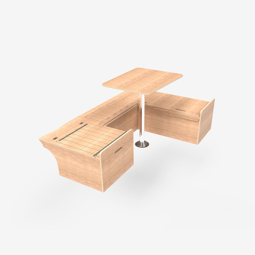 Kit banquette en U pour VW T5 et T6 L1H1 Vue de 3/4 arrière