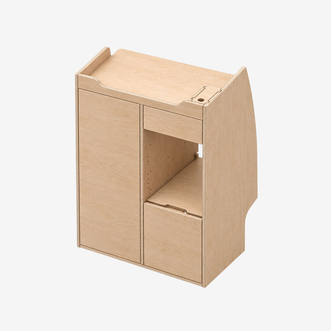 Meuble double colonne pour Transit Custom MK2 et VW T7, finition contreplaqué bouleau brut
