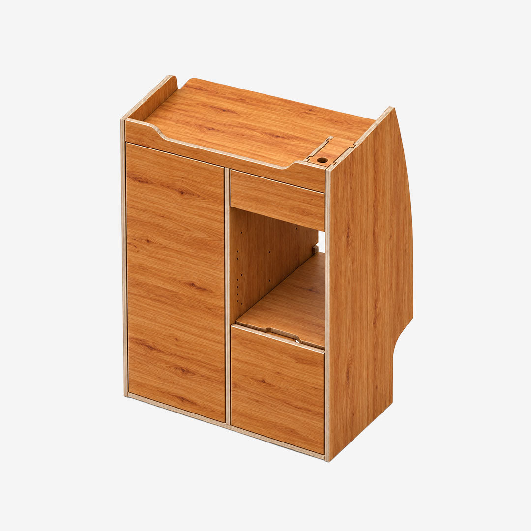 Meuble double colonne pour Transit Custom MK2 et VW T7, finition huilée Chêne doré
