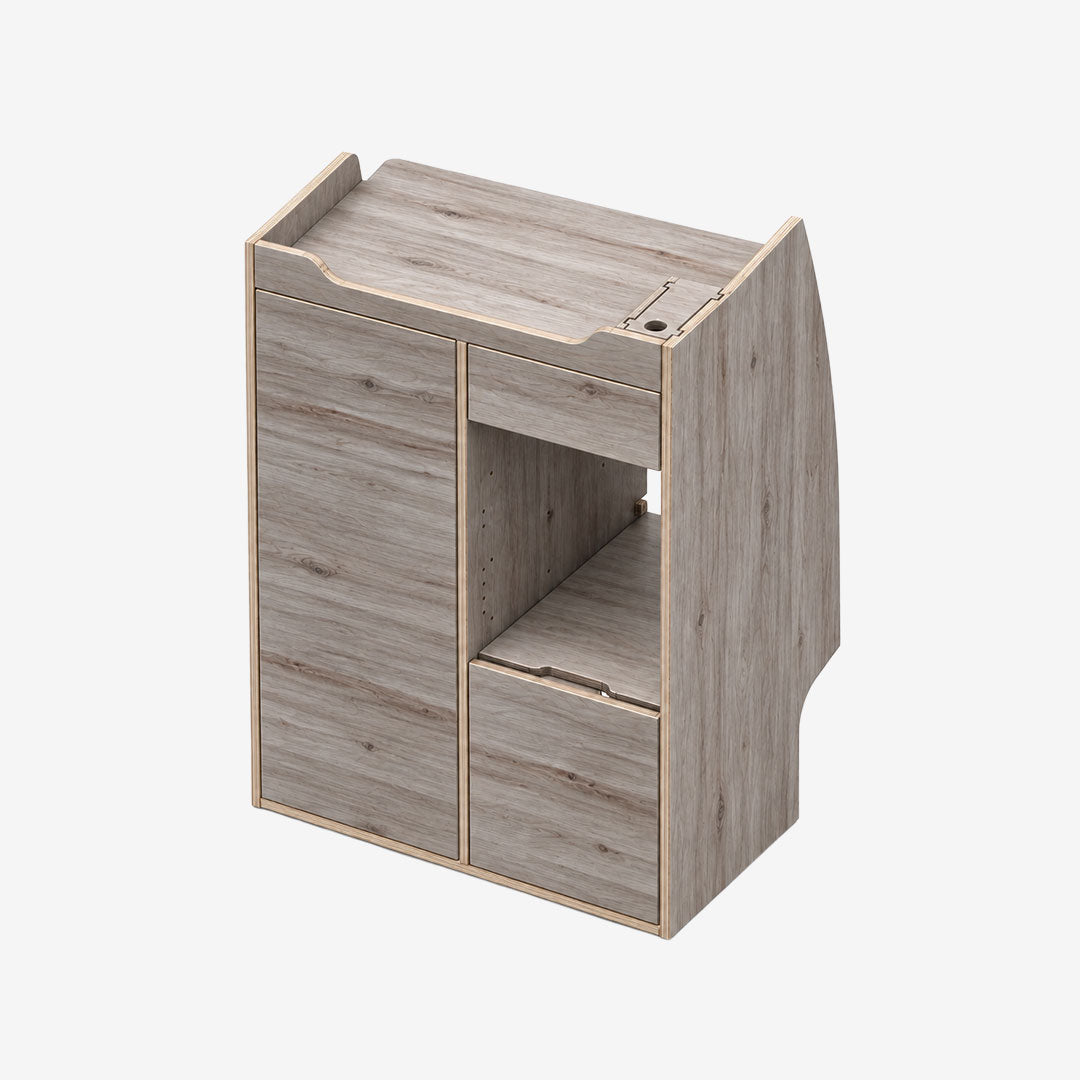 Meuble double colonne pour Transit Custom MK2 et VW T7, finition huilée Gris béton