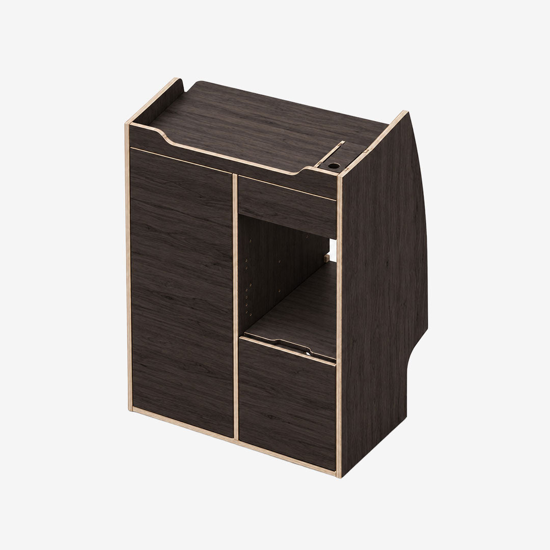 Meuble double colonne pour Transit Custom MK2 et VW T7, finition huilée Ébène