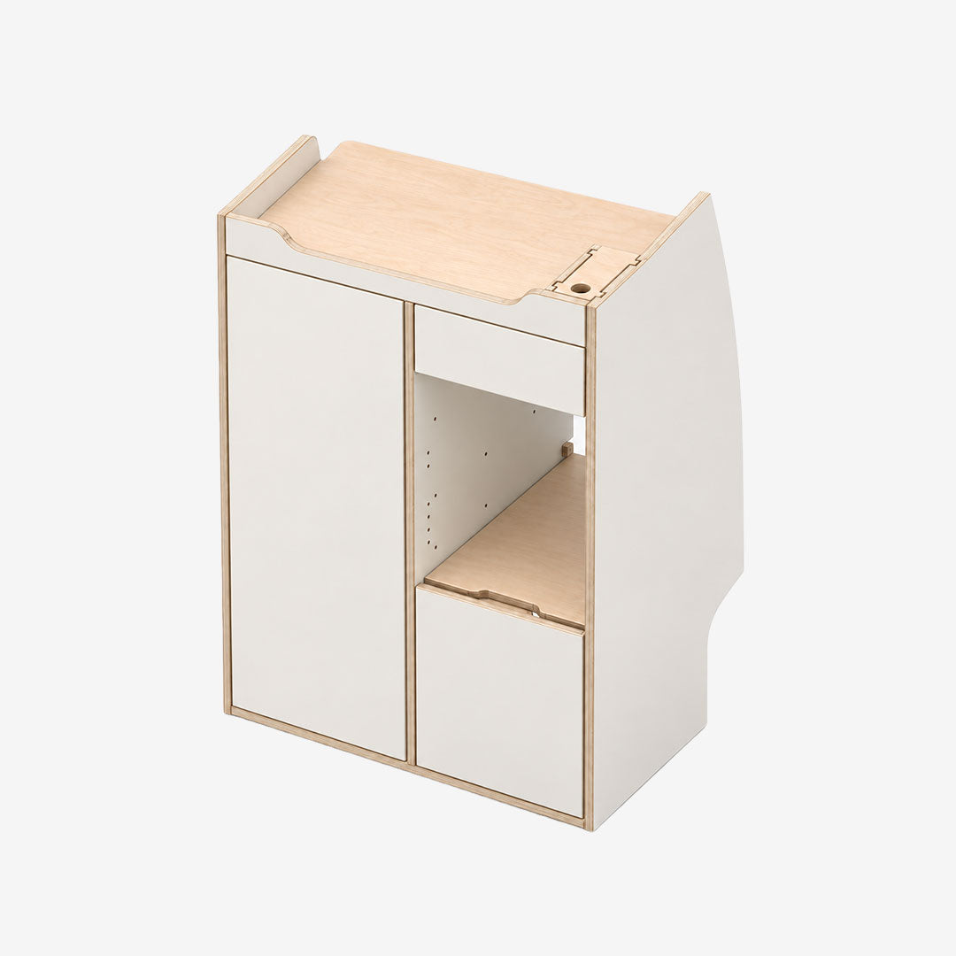 Meuble double colonne pour Transit Custom MK2 et VW T7, finition stratifié Blanc uni