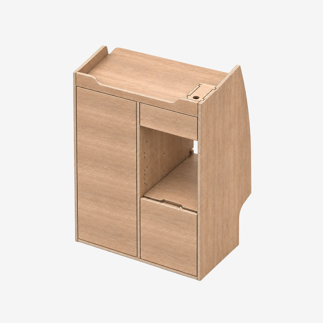 Meuble double colonne pour Transit Custom MK2 et VW T7, finition stratifié Chêne Vicenza