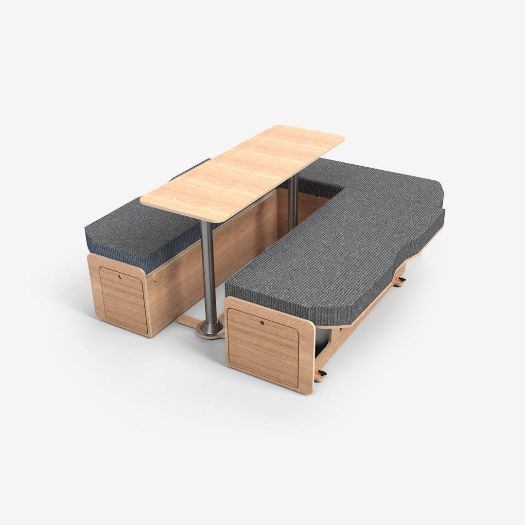 Kit Banquette Spéciale Cabine Approfondie – VW Transporter T5/T6 L2H1 – Contreplaqué