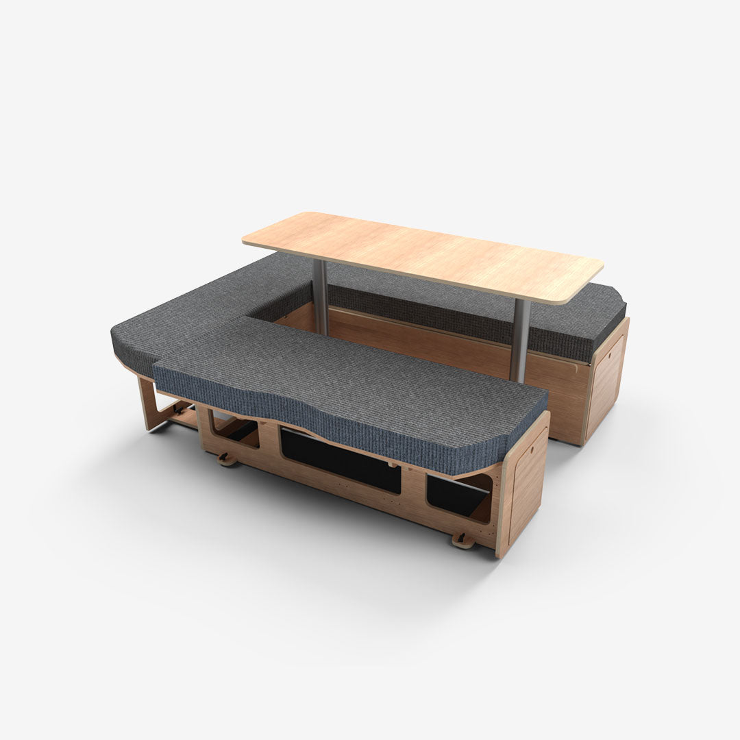 Kit Banquette Spéciale Cabine Approfondie – VW Transporter T5/T6 L2H1 – Contreplaqué