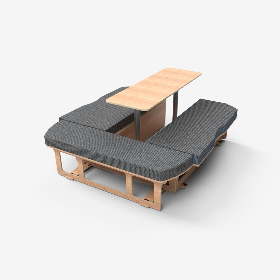 Kit Banquette Spéciale Cabine Approfondie – VW Transporter T5/T6 L2H1 – Contreplaqué