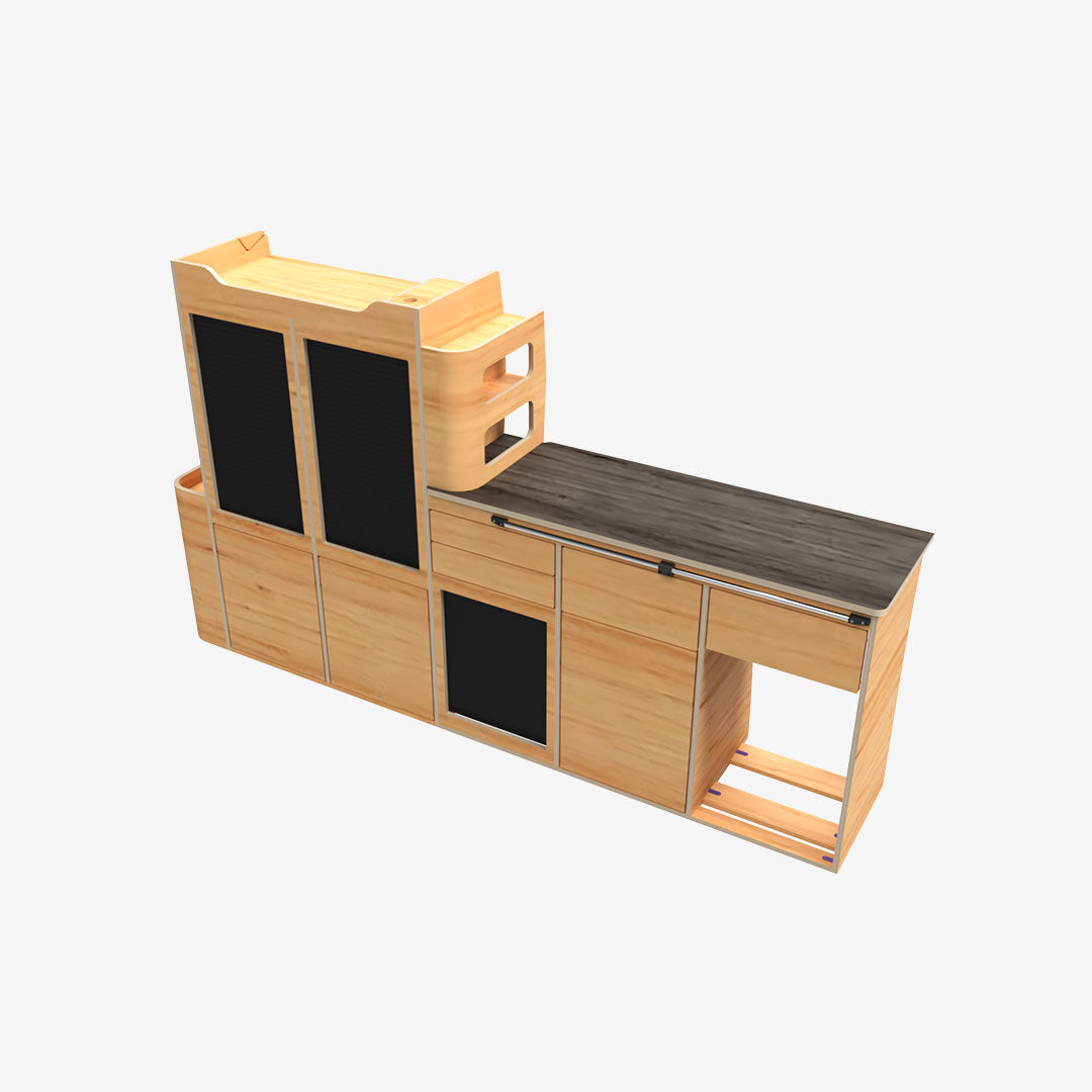 Meuble latéral gauche Exokit pour Renault Trafic III L1H1, finition huilée chêne clair