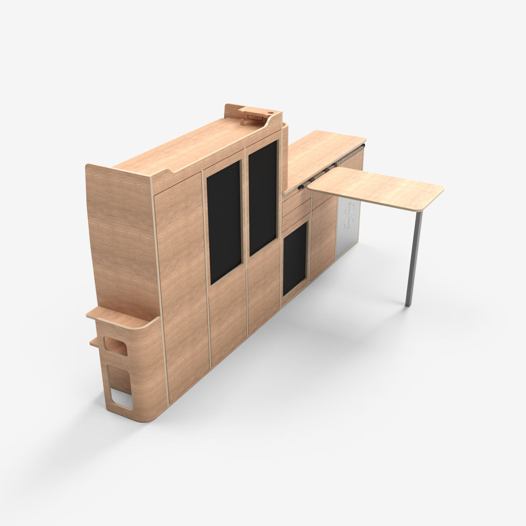 Vue de 3/4 arrière intérieur de meuble latéral gauche pour renault trafic 3 l2H1