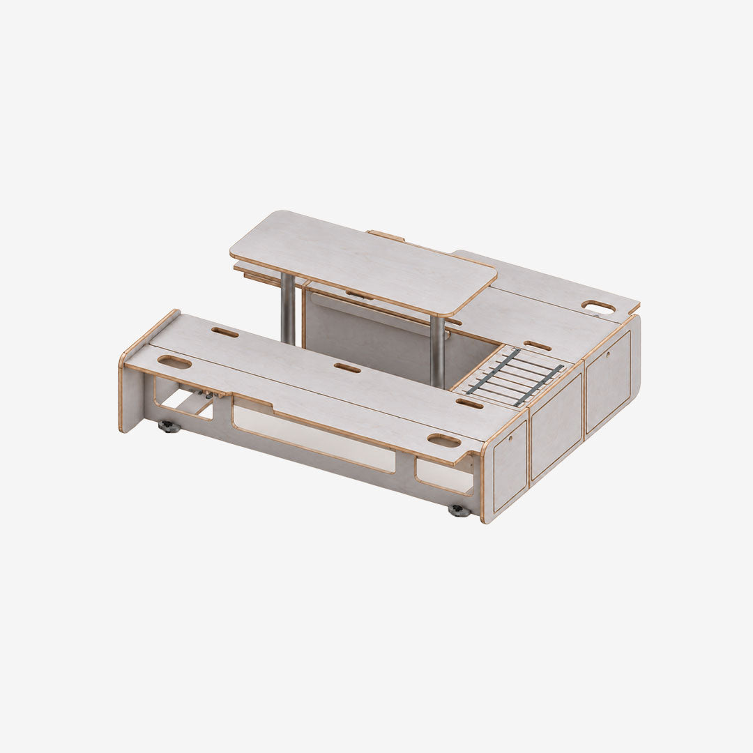 Banquette en U arrière Exokit, finition huilée gris béton