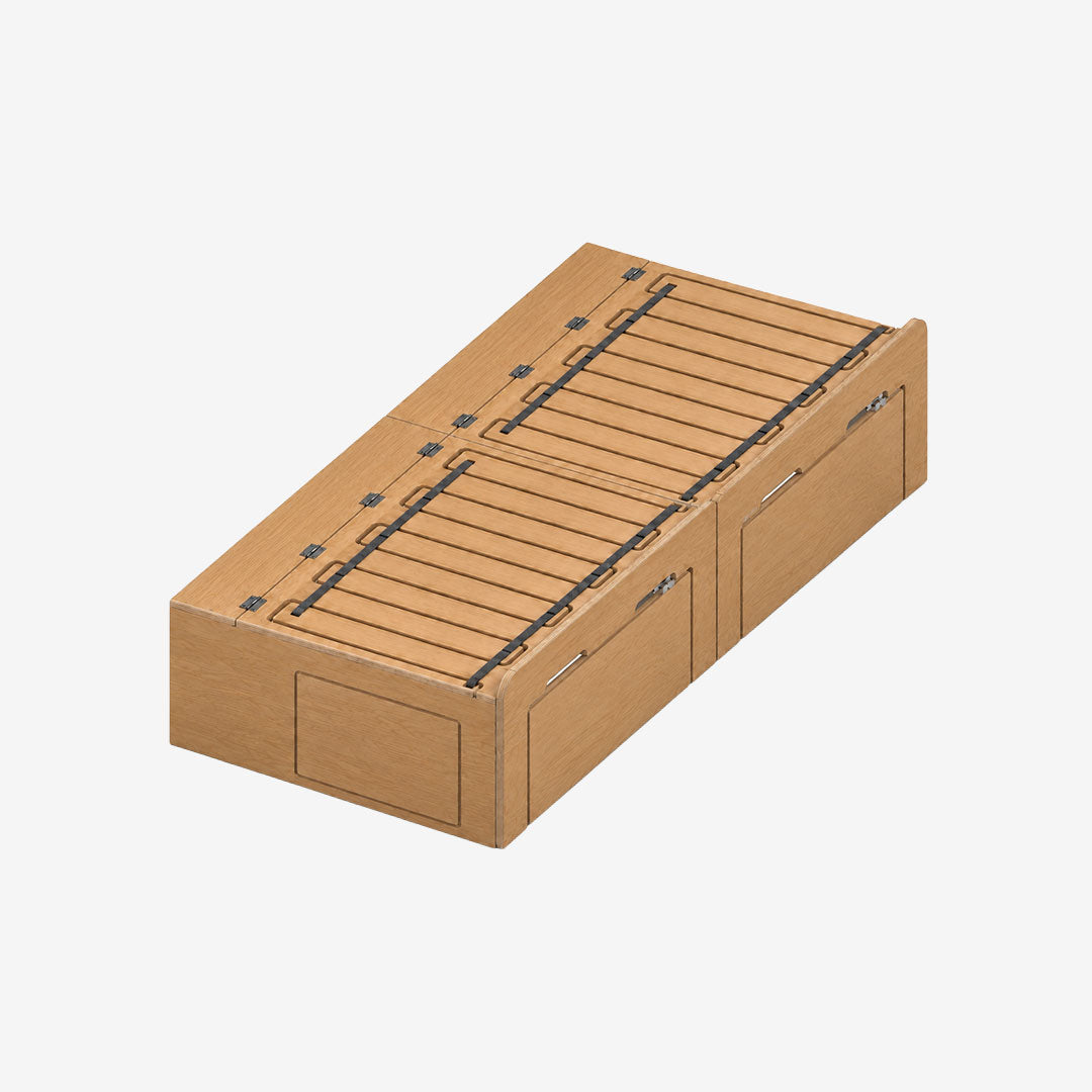 Banquette lit peigne Exokit, finition huilée chêne clair