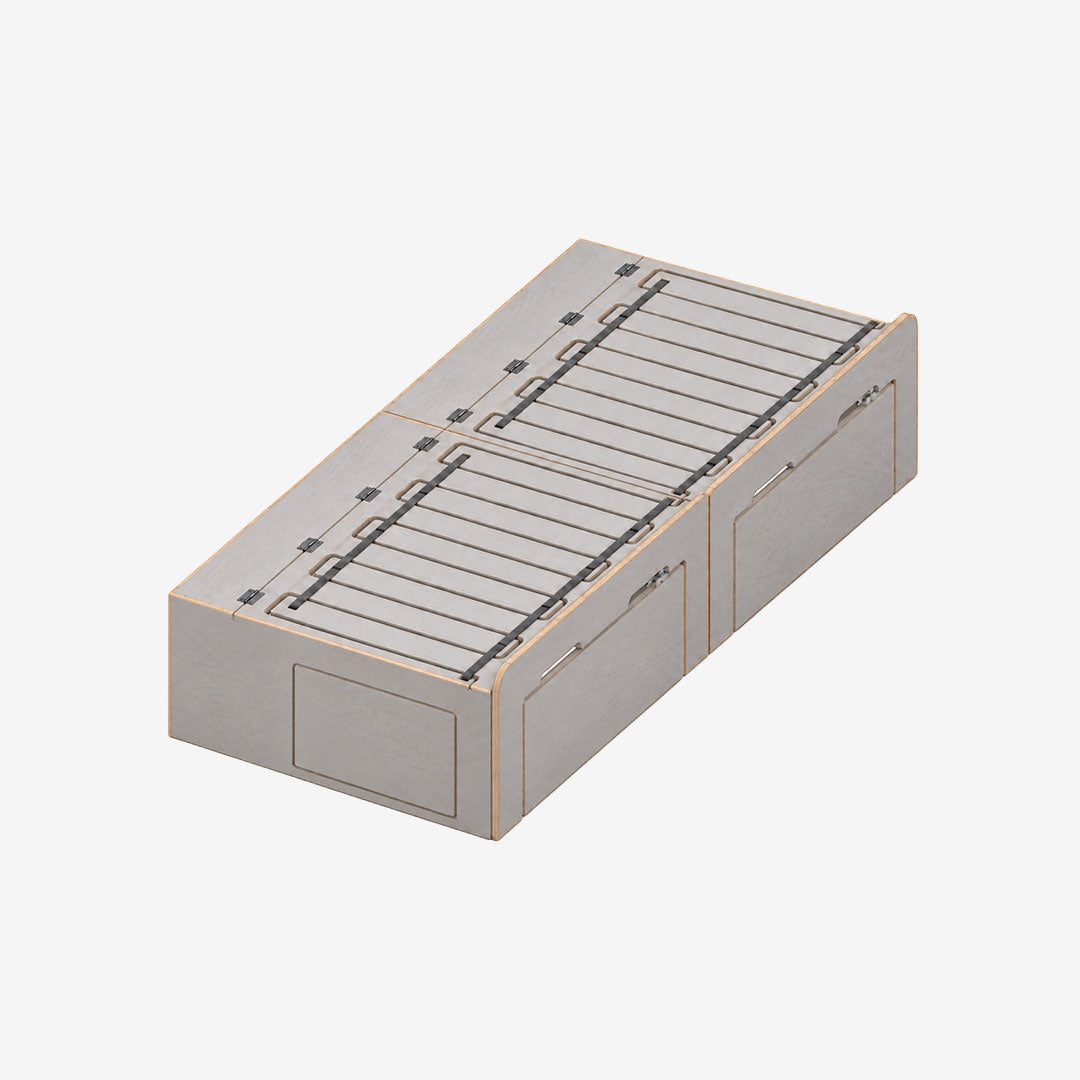Banquette lit peigne Exokit, finition huilée gris béton