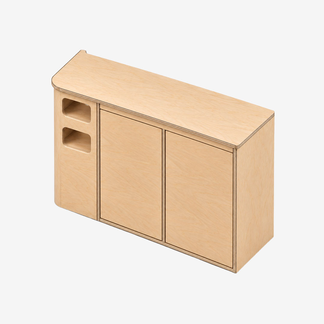 Meuble latéral droit cuisine Exokit pour Ford Transit Custom L1H1 MK1, finition contreplaqué bouleau brut