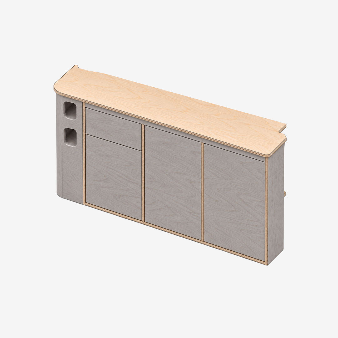 Meuble latéral droit pour Jumpy XL, Expert et Vivaro longs, finition huilée Gris béton
