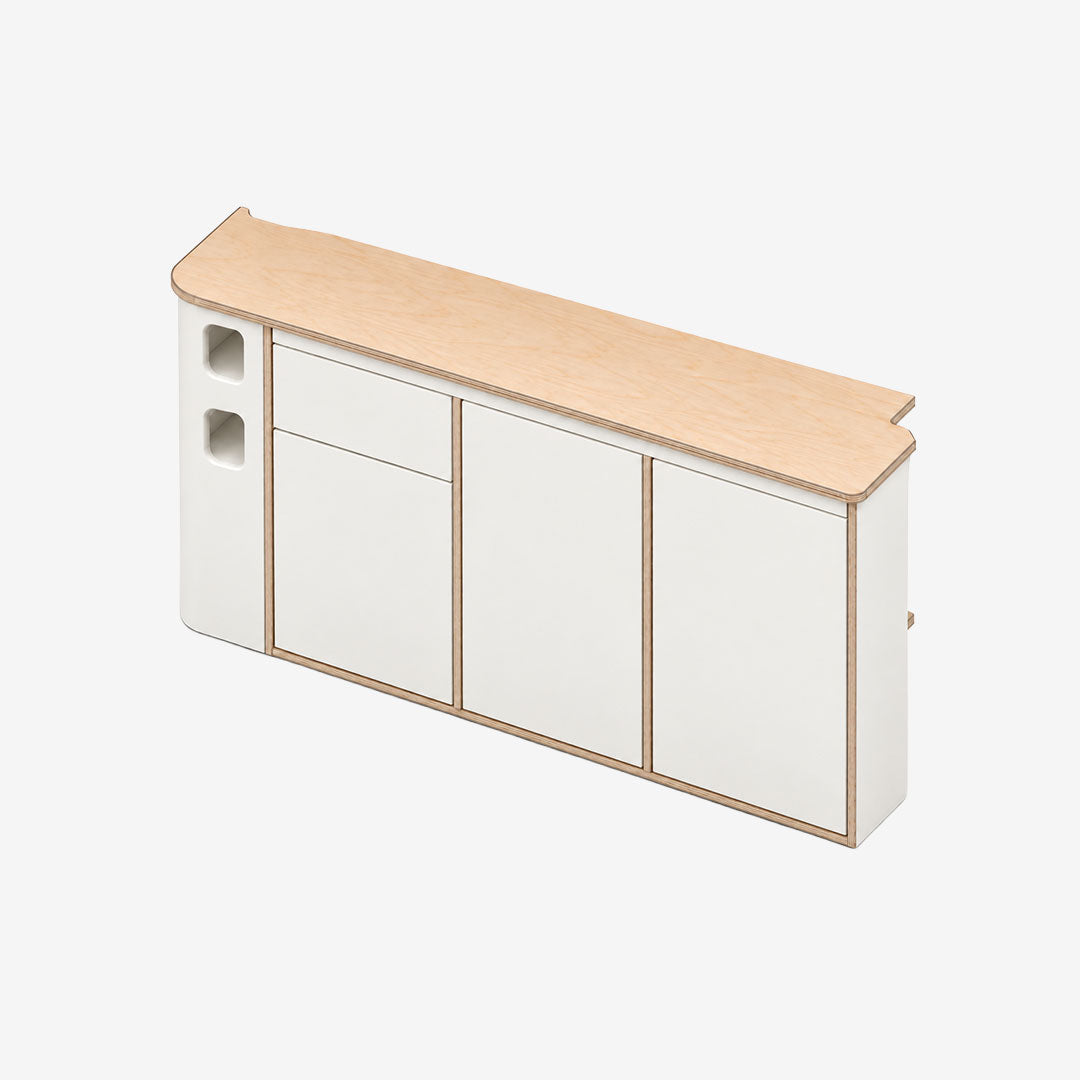 Meuble latéral droit pour Jumpy XL, Expert et Vivaro longs, finition stratifié Blanc uni