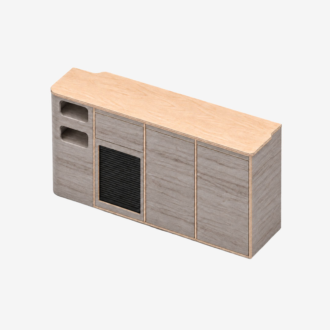 Meuble latéral droit pour Ford Transit Custom L2H1, finition huilée Gris béton
