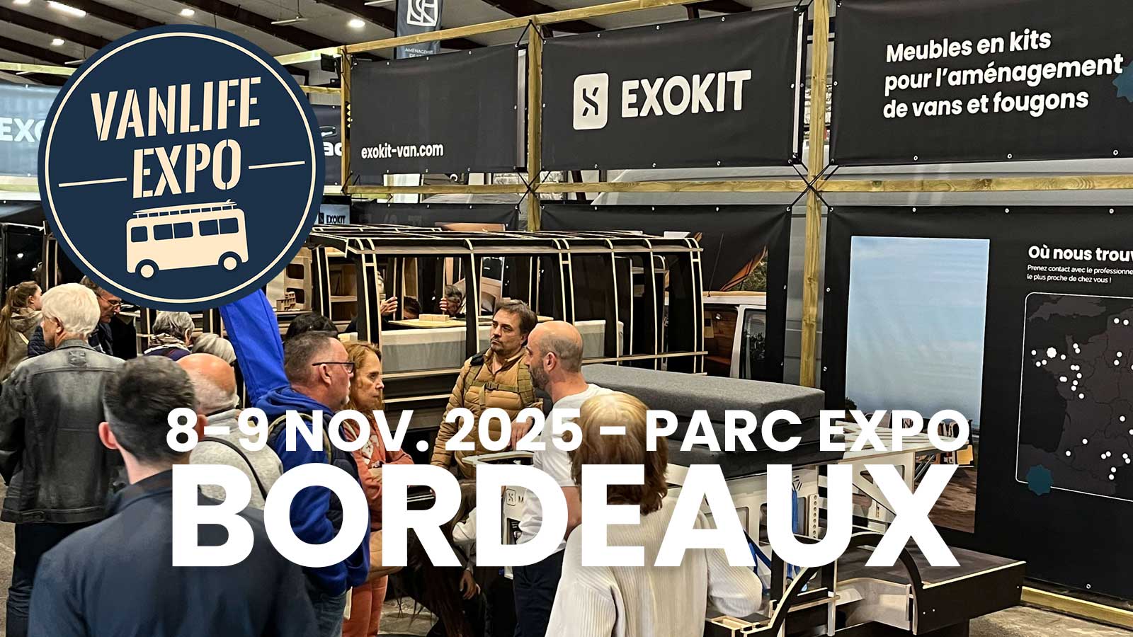 Bannière Exokit pour le salon Vanlife Expo Bordeaux 2025