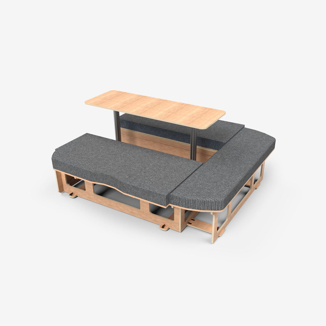 Kit Banquette Spéciale Cabine Approfondie – VW Transporter T5/T6 L2H1 – Contreplaqué