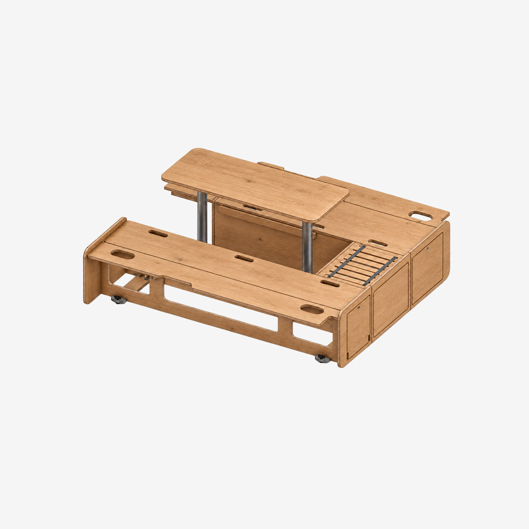 Banquette en U arrière Exokit, finition huilée chêne clair