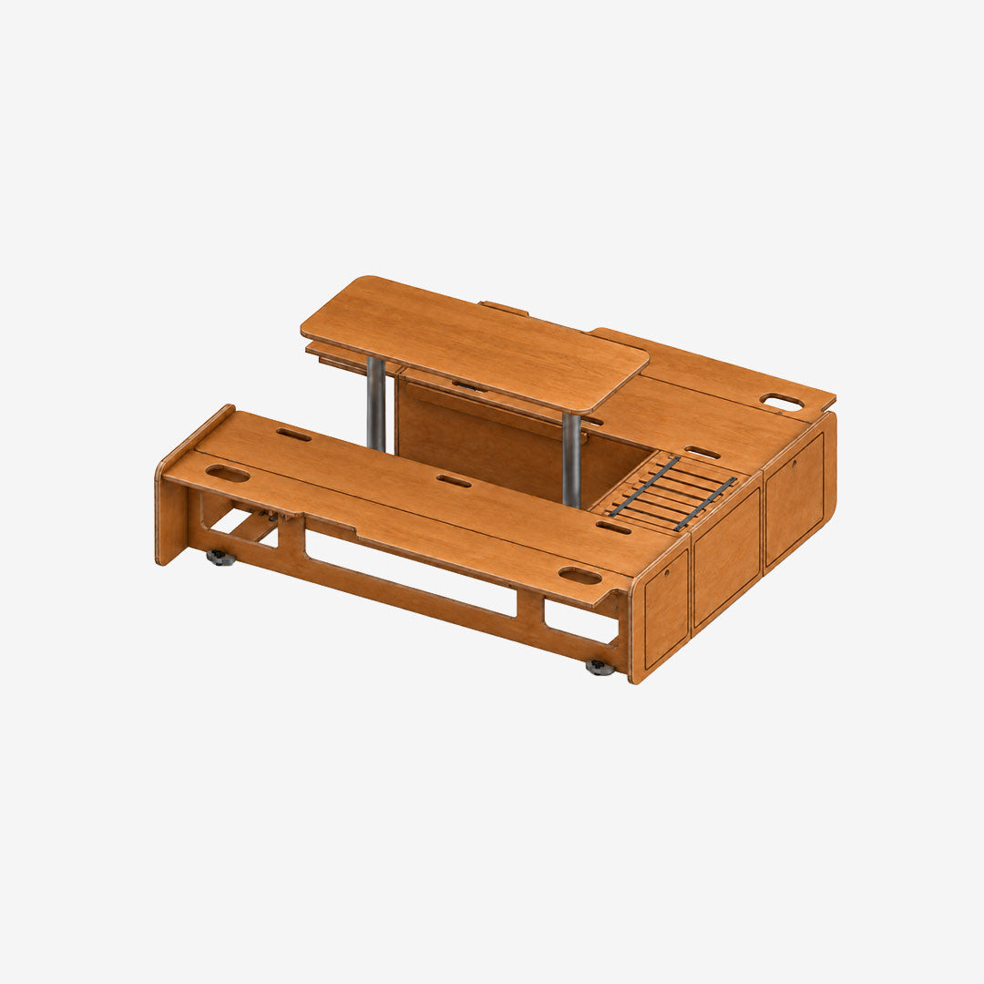 Banquette en U arrière Exokit, finition huilée chêne doré