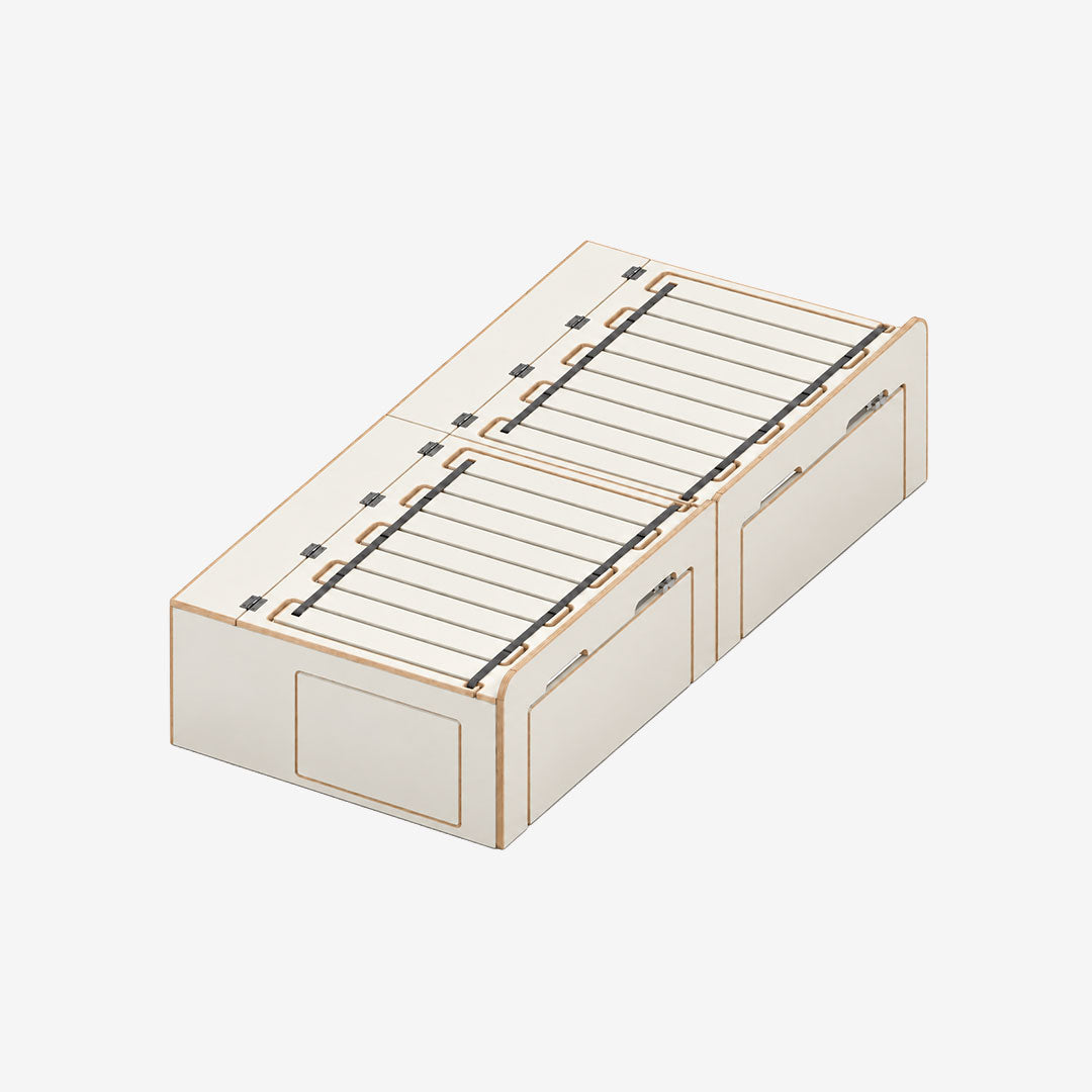 Banquette lit peigne Exokit, finition stratifiée blanc uni