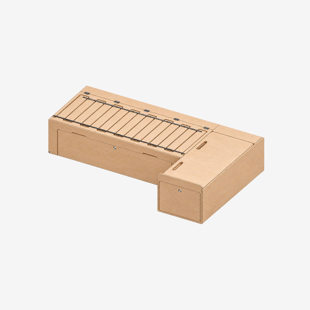 Banquette en L avant Exokit pour van aménagé, contreplaqué bouleau brut