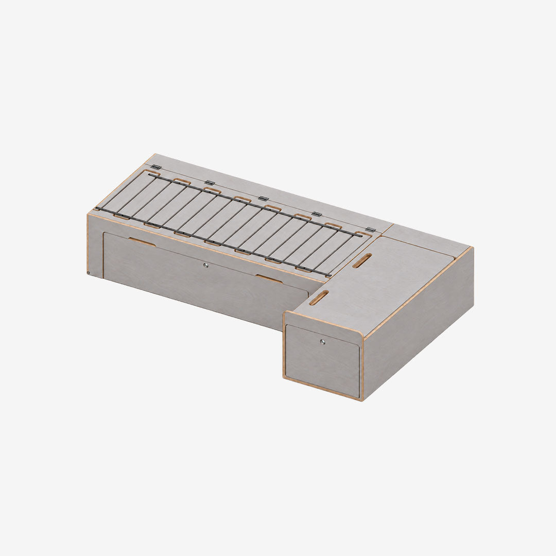 Banquette en L avant pour van, finition huilée Gris béton