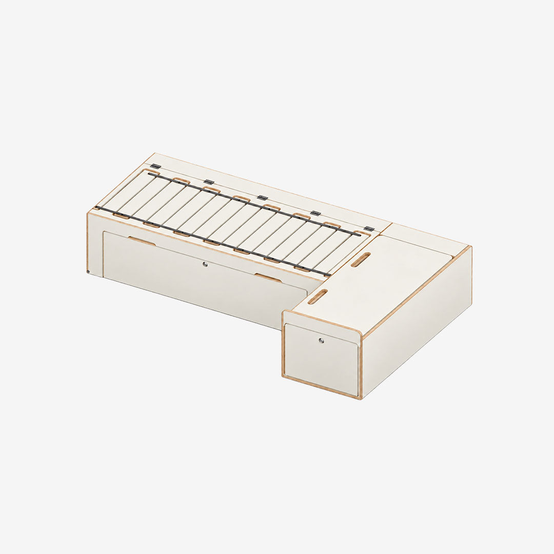 Banquette en L avant pour van, finition stratifié Blanc uni