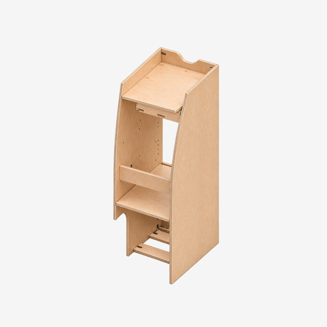 Colonne de rangement et frigo à l'arrière gauche d'un Ford Transit Custom L1H1 MK1