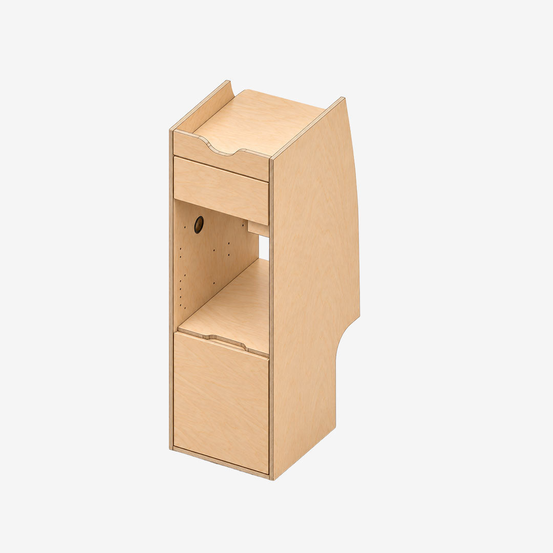 Colonne arrière gauche frigo pour Ford Transit Custom L1H1 MK1, finition contreplaqué bouleau brut