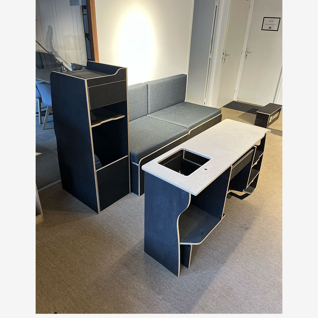 Lit peigne 120×180 cm + Meubles latéraux pour jumpy M et équivalents