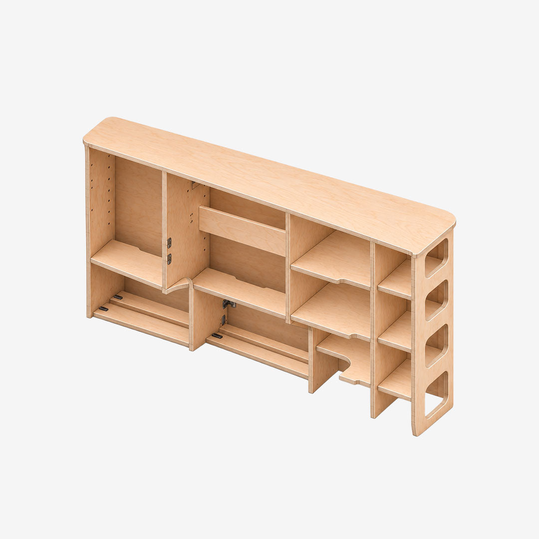 Meuble cuisine droit et vide-poche côté porte latérale d'un Ford Transit Custom L1H1
