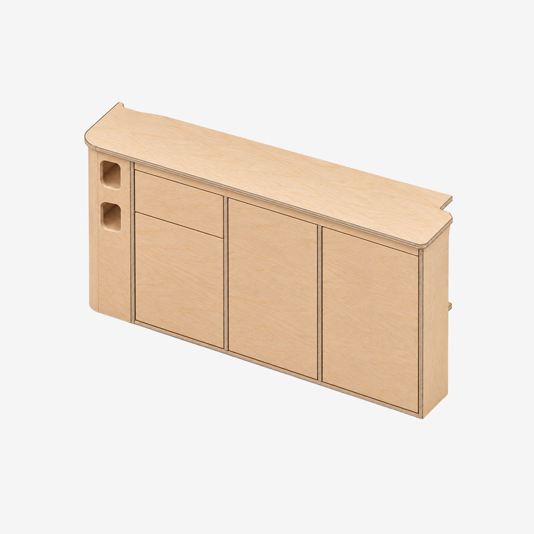 Meuble latéral droit cuisine Exokit pour Citroën Jumpy XL K0, finition contreplaqué bouleau brut