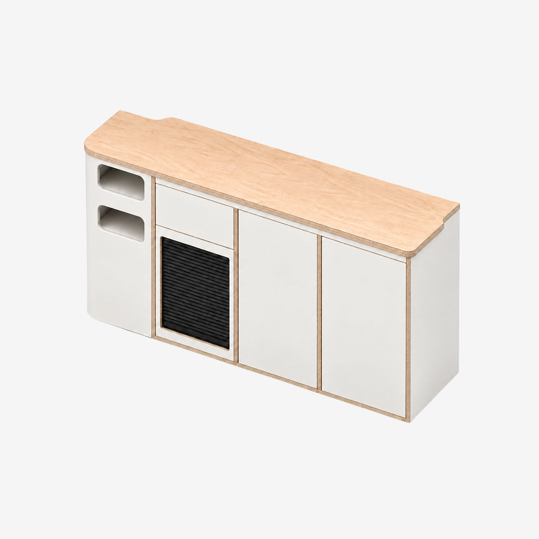 Meuble latéral droit pour Ford Transit Custom L2H1, finition stratifié Blanc uni