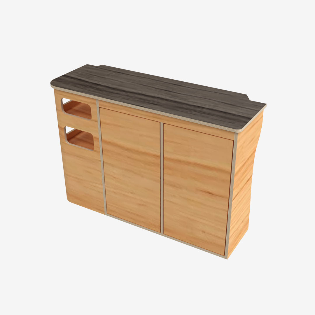 Kit meuble cuisine pour T6 L1H1 à l'arrière droit, huilé teinte chêne clair