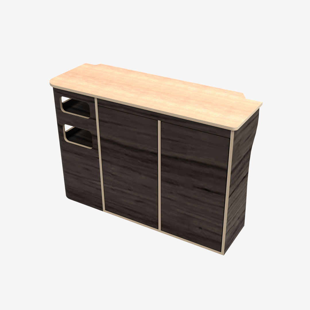 Kit meuble latéral droit cuisine et rangements pour transporter volkswagen en contreplaqué huilé noir