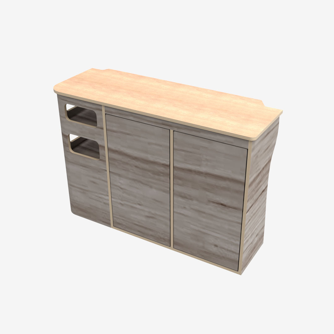 Kit meuble latéral droit pour transporter T5 et T6 en contreplaqué huilé teinté gris