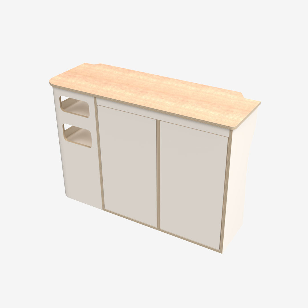 Meuble latéral droit pour volkswagen T5 et T6 en contreplaqué stratifié blanc