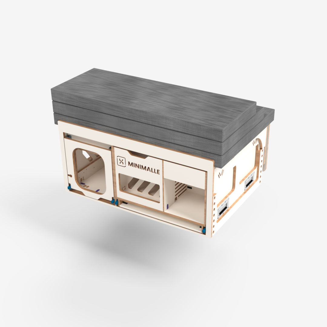 Minimalle équipée Exokit, malle de coffre 120 cm fermée